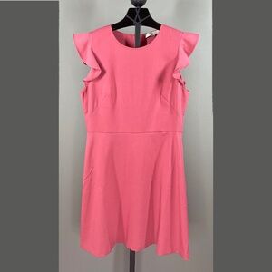 NEW Ann Taylor Loft Dress Womens 14 pink fit flare sheath colorful classic